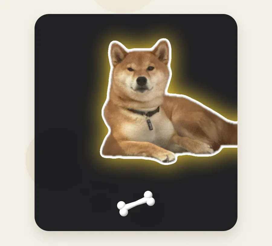 A bone flicked at a dog in the camera